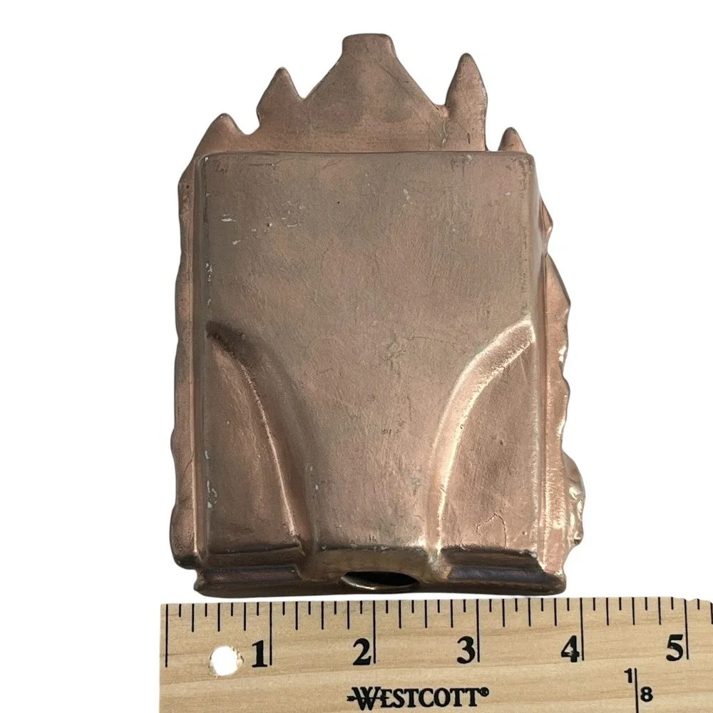 Vintage Copper Tone Ceramic Castle Photo Frame Card Holder Medieval Decor